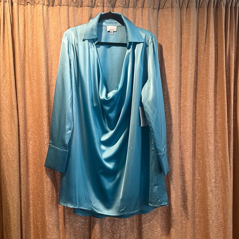 Silky Cowl Neck Mini Dress